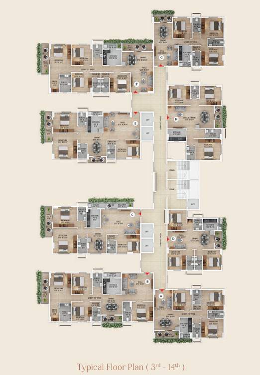  atreya A & B Cluster Plan from 3rd to 14th Floor