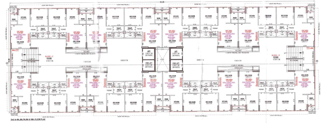  vinayak residency 3 Tower C,D Cluster Plan from 2nd to 4th,6th,7th,9th,10th Floor