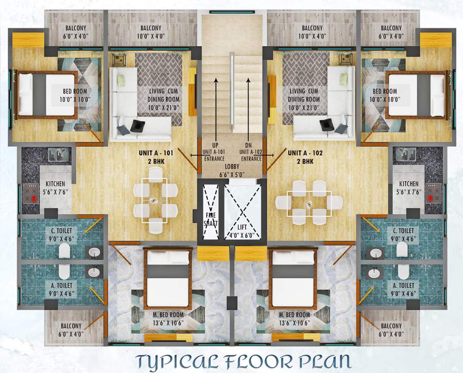 galaxy apartments Block A Cluster Plan from 1st to 4th Floor