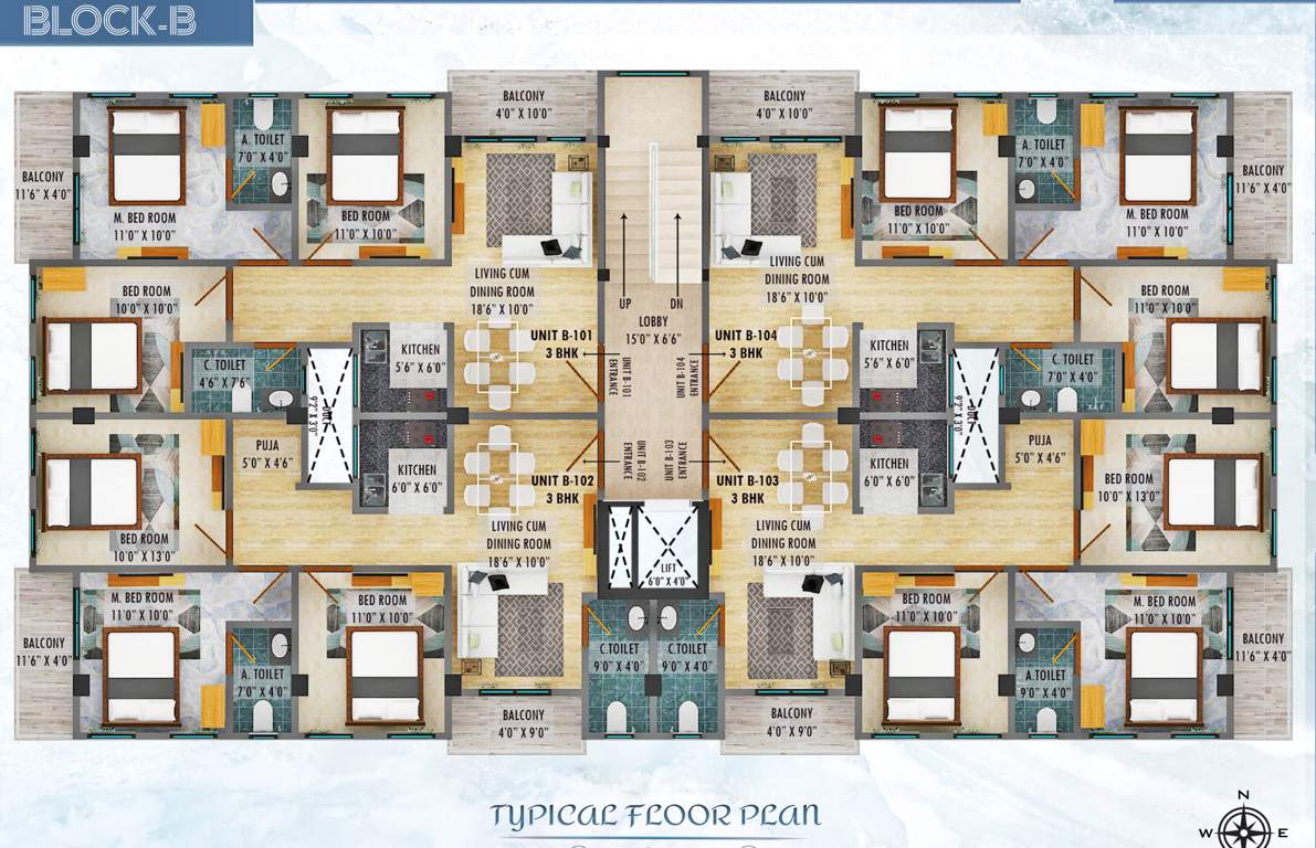 galaxy apartments Block B Cluster Plan from 1st to 4th Floor