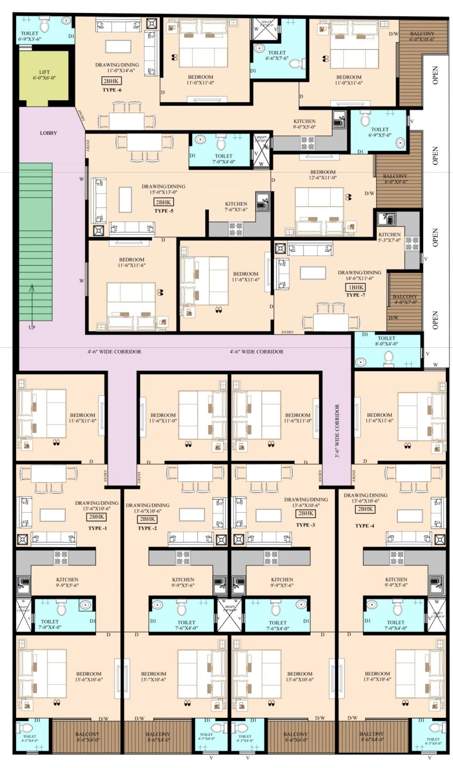 maa bhagwati homes Maa Bhagwati Homes Cluster Plan from 1st to 5th Floor