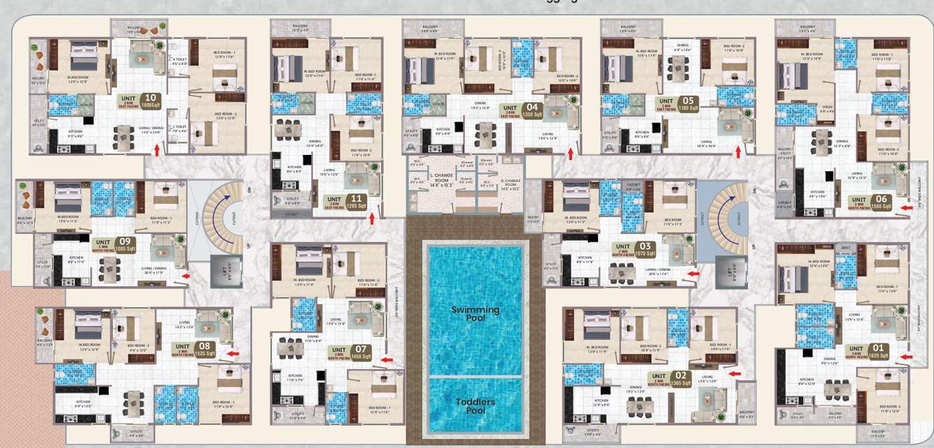  sri sai nandana crystal Sri Sai Nandana Crystal Cluster Plan from 1st to 4th Floor