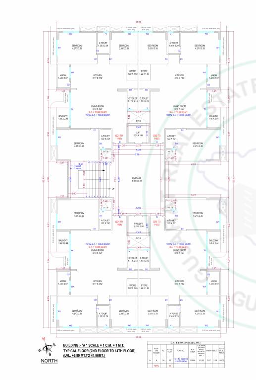  luxuria Block A Cluster Plan from 2nd to 14th Floor