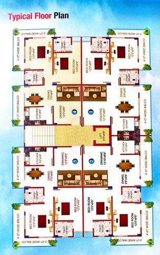  vateshwar-residency Vateshwar Residency Cluster Plan from 1st to 4th Floor