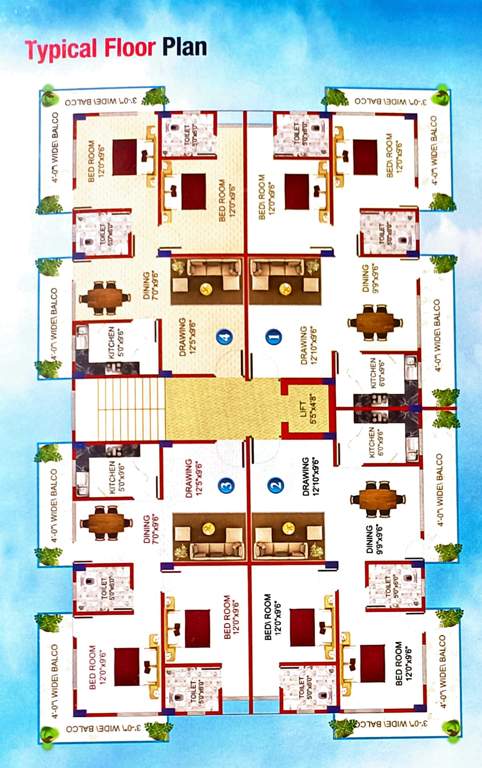  vateshwar residency Vateshwar Residency Cluster Plan from 1st to 4th Floor