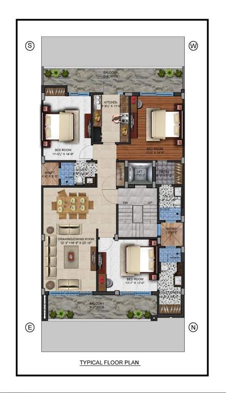  luxury floors 7 Sagar Luxury Floors 7 Cluster Plan for Typical Floor