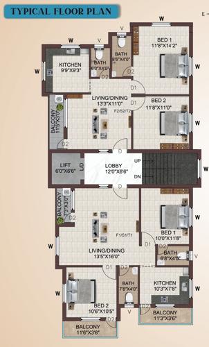  aiswaryam-flats Aiswaryam Flats Cluster Plan from 1st to 3rd Floor