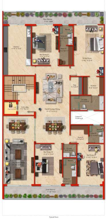  luxury floors 5 Sagar Luxury Floors 5 Cluster Plan from 1st to 4th Floor