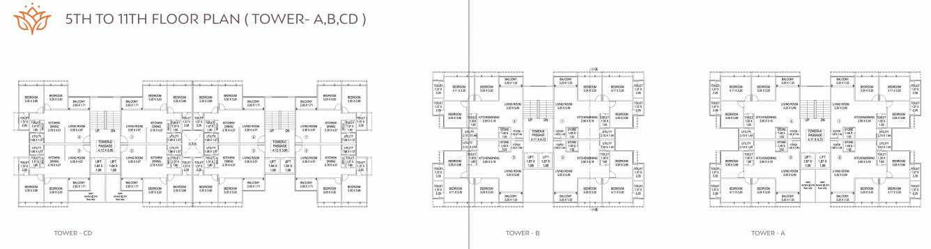 ananyaa grace Tower A B C D Cluster Plan from 5th to 11th Floor