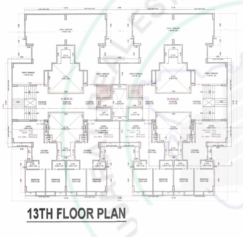  heights A & B Cluster Plan for 13th Floor