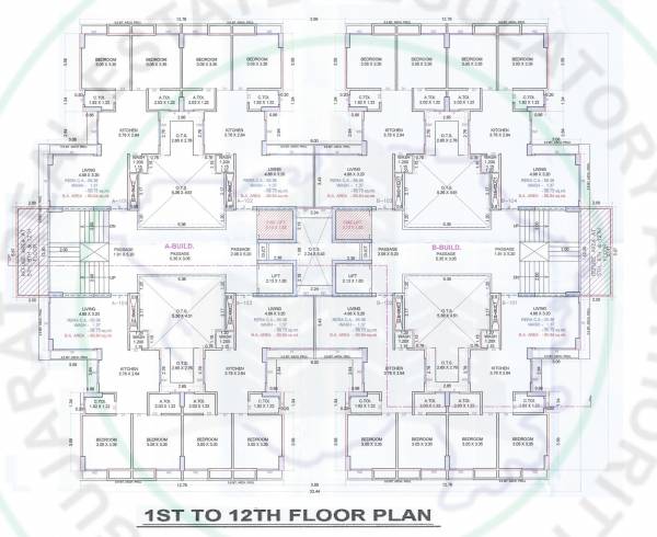  heights A & B Cluster Plan from 1st to 12th Floor