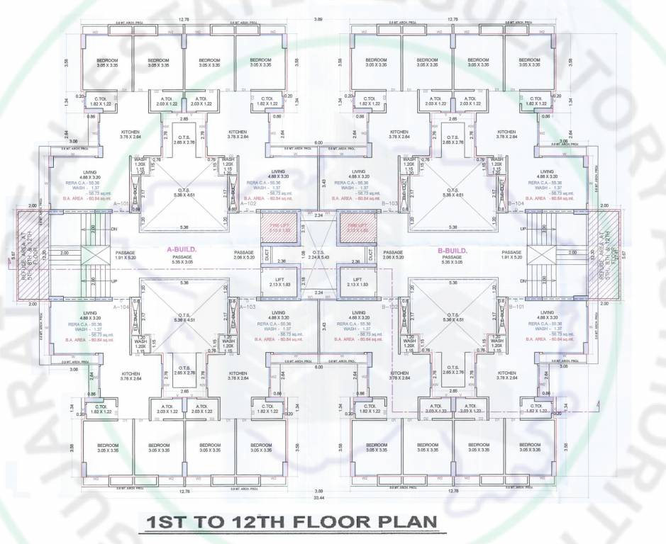  heights A & B Cluster Plan from 1st to 12th Floor
