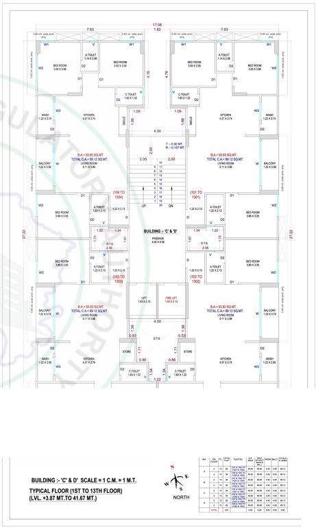  pratishtha palm Block C & D Cluster Plan from 1st to 13th Floor