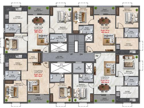  charan-paradise Charan Paradise Cluster Plan for 1st Floor