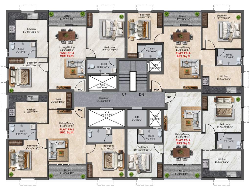  charan paradise Charan Paradise Cluster Plan for 1st Floor