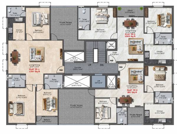  charan-paradise Charan Paradise Cluster Plan for 3rd Floor