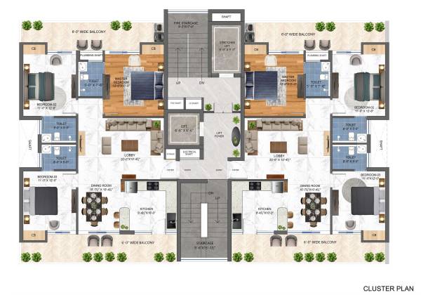 Block 1 To 9 Typical Cluster Plan elena Block 1 To 9 Typical Cluster Plan