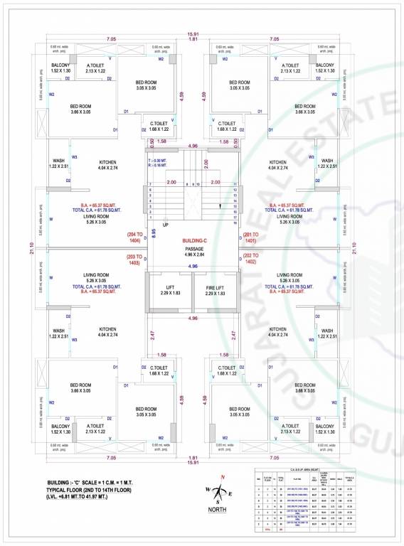 nilkanth heaven Block C Cluster Plan from 2nd to 14th Floor