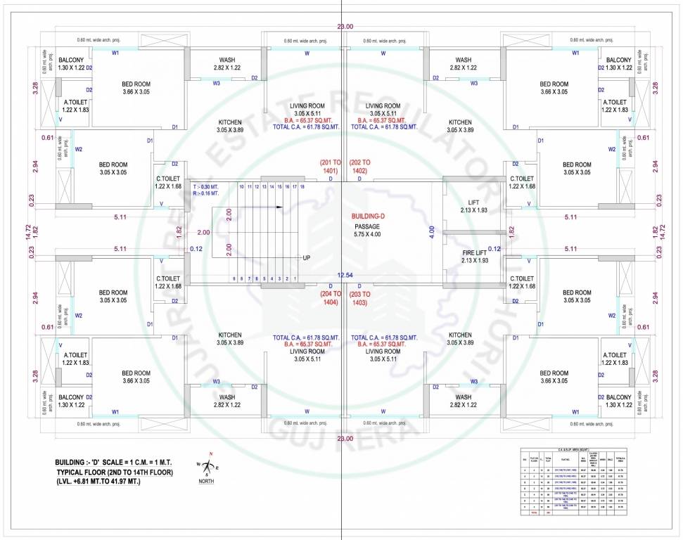 nilkanth heaven Block D Cluster Plan from 2nd to 14th Floor