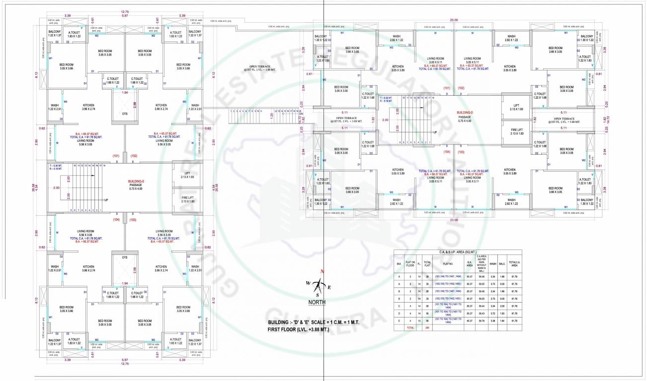 nilkanth heaven Block D,E Cluster Plan for 1st Floor