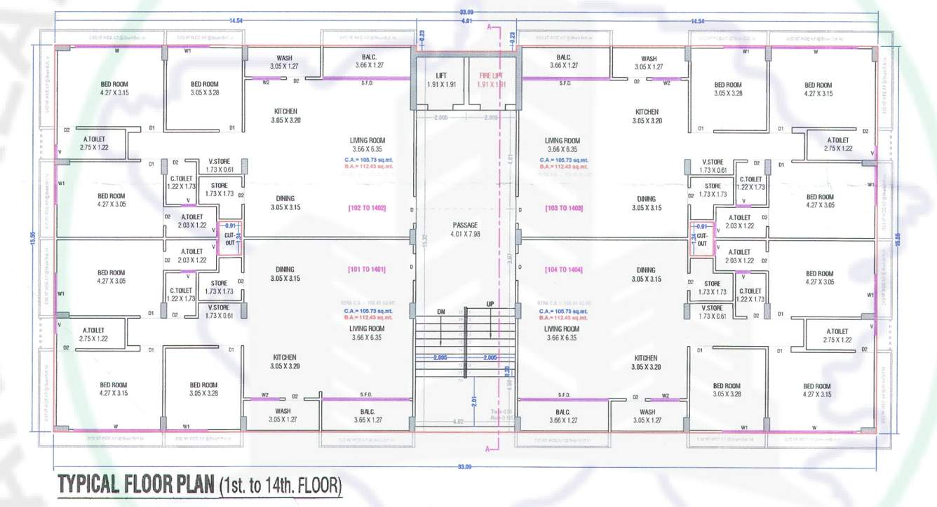 vishwa luxuria A Cluster Plan from 1st to 14th Floor
