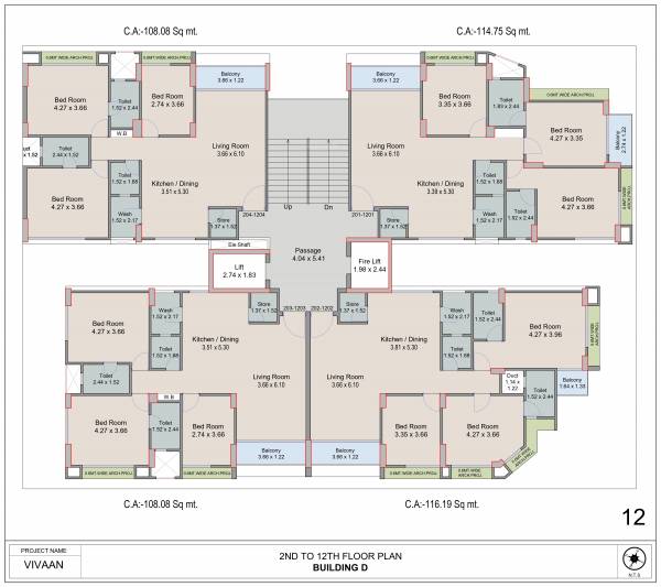  vivaan Block D Cluster Plan from 2nd to 12th Floor