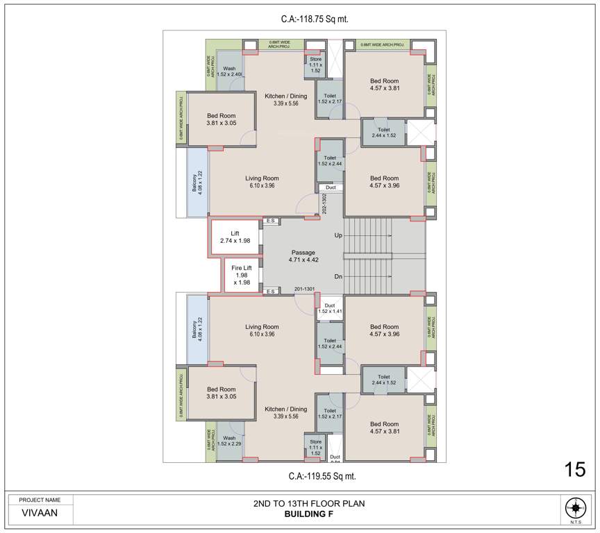  vivaan Block F Cluster Plan from 2nd to 13th Floor
