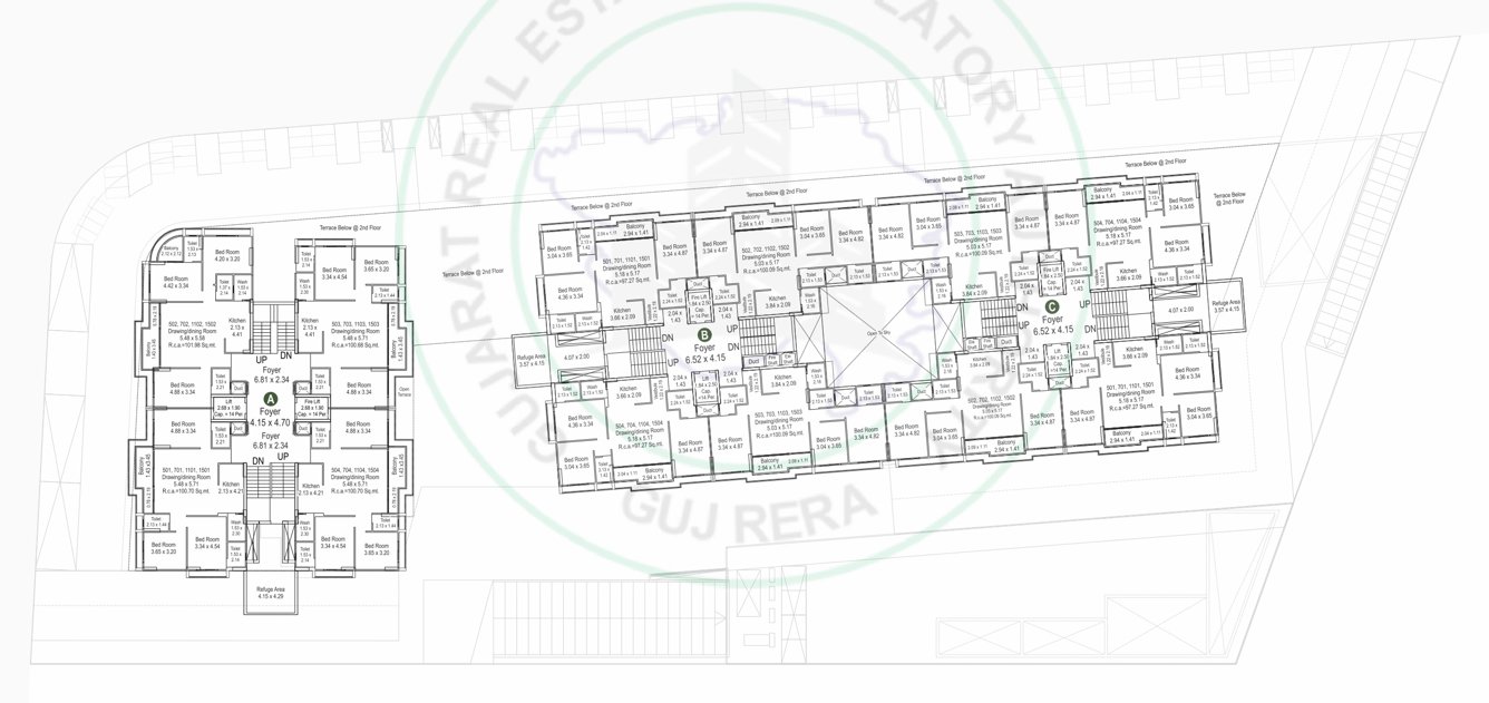  western luxuria Block A,B,C Cluster Plan for 5th,7th,11th,15th Floor