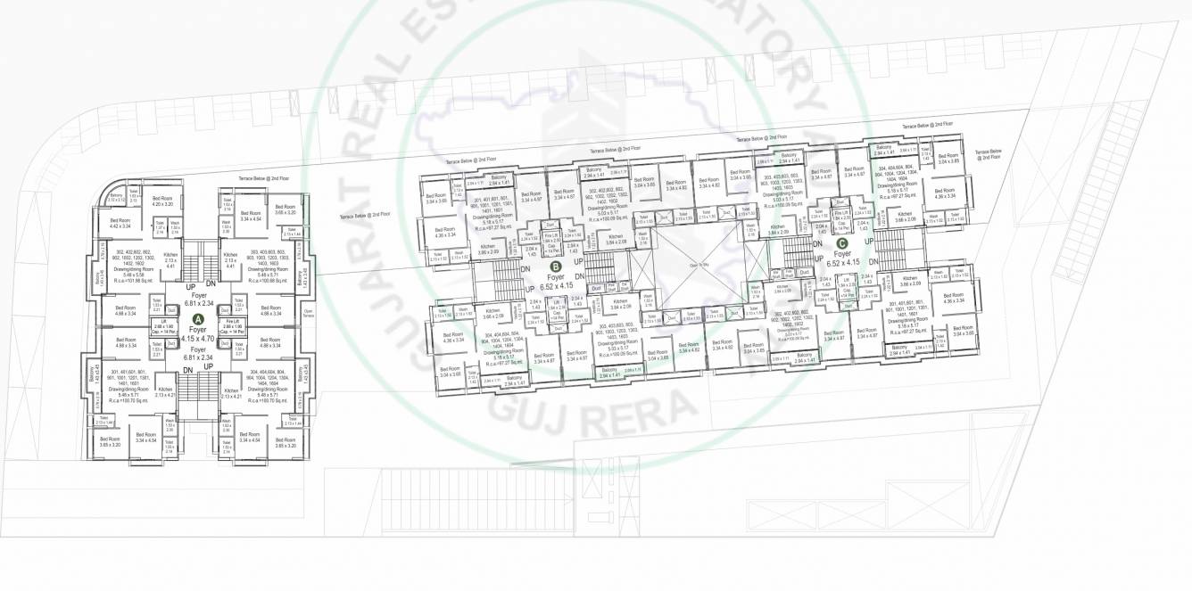  western luxuria Block A,B,C Cluster Plan from 3rd to 16th Floor