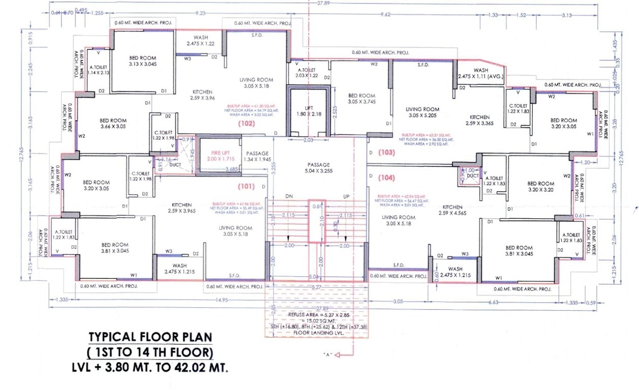  sarthi homes Tower A Cluster Plan from 1st to 14th Floor