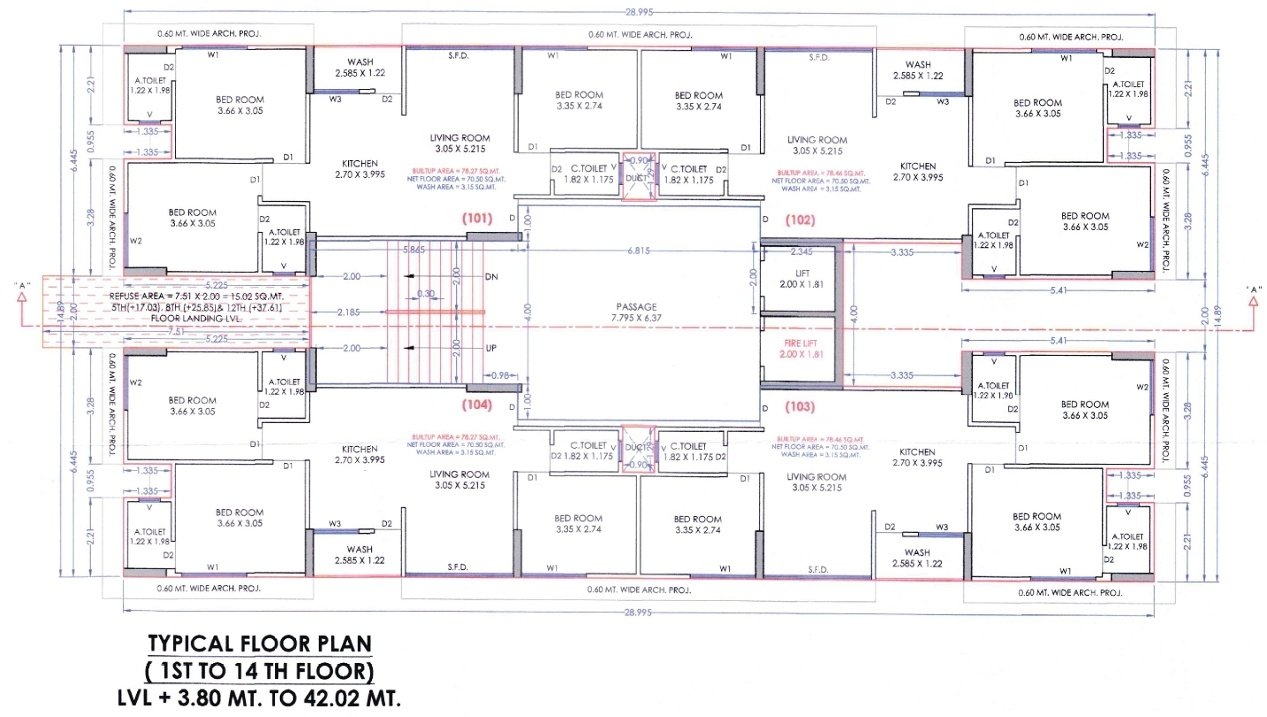  sarthi homes Tower C Cluster Plan from 1st to 14th Floor