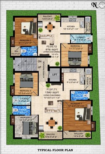  lake-view-apartments Lake View Apartments Cluster Plan from 1st to 3rd Floor