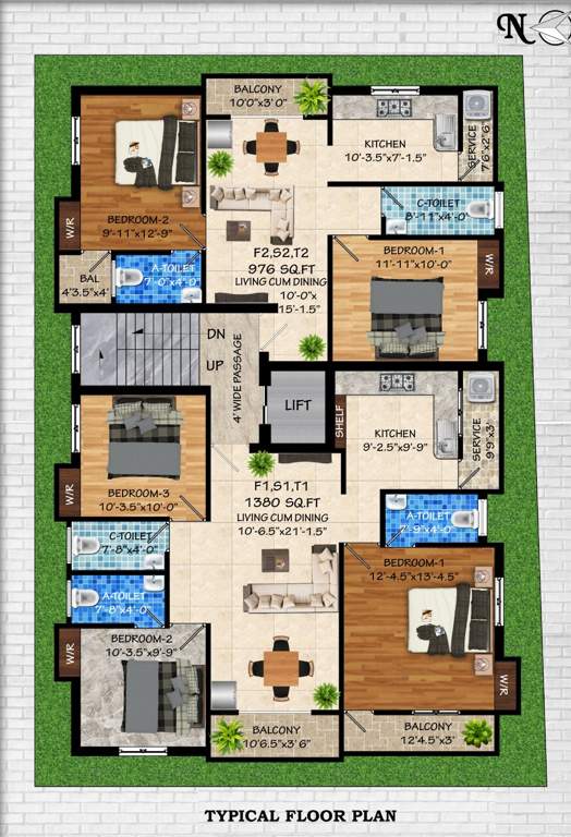  lake view apartments Lake View Apartments Cluster Plan from 1st to 3rd Floor