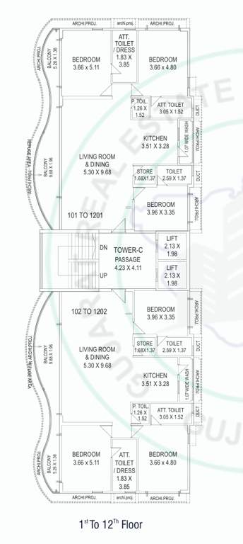 belvista 2 Tower C Cluster Plan from 1st to 12th Floor