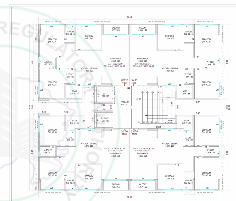  kedar luxuria Block B Cluster Plan from 1st to 14th Floor