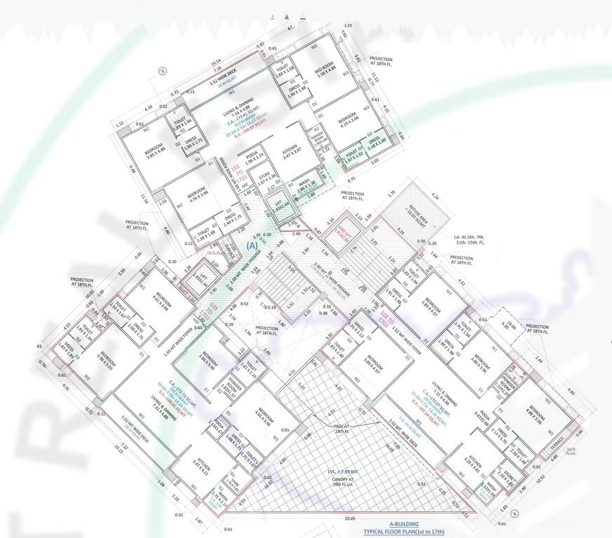  flora park Block A Cluster Plan from 1st to 17th Floor