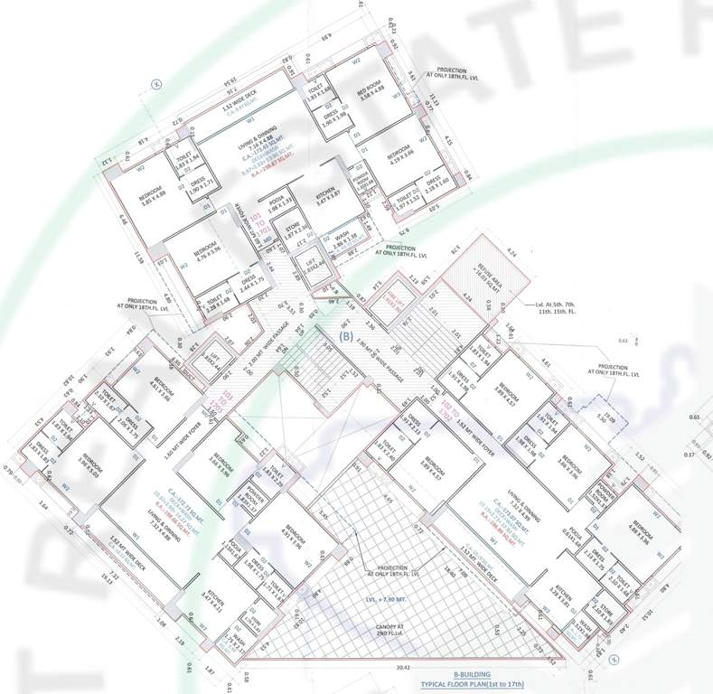  flora park Block B Cluster Plan from 1st to 17th Floor