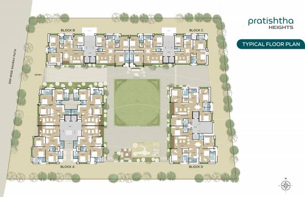 Block A,B,C,D Cluster Plan For Typical Floor heights Block A,B,C,D Cluster Plan For Typical Floor