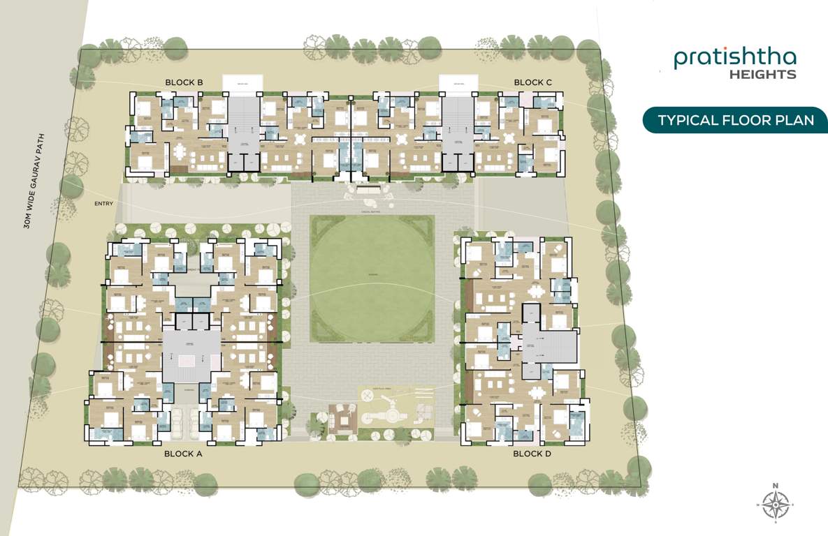 heights Block A,B,C,D Cluster Plan For Typical Floor