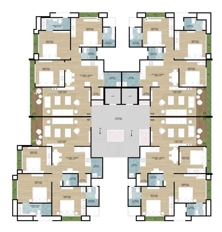  heights Block A Cluster Plan for 1st Floor