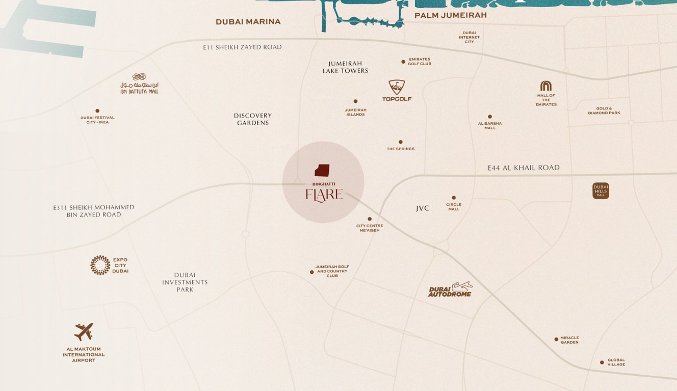  binghatti flare Location Plan