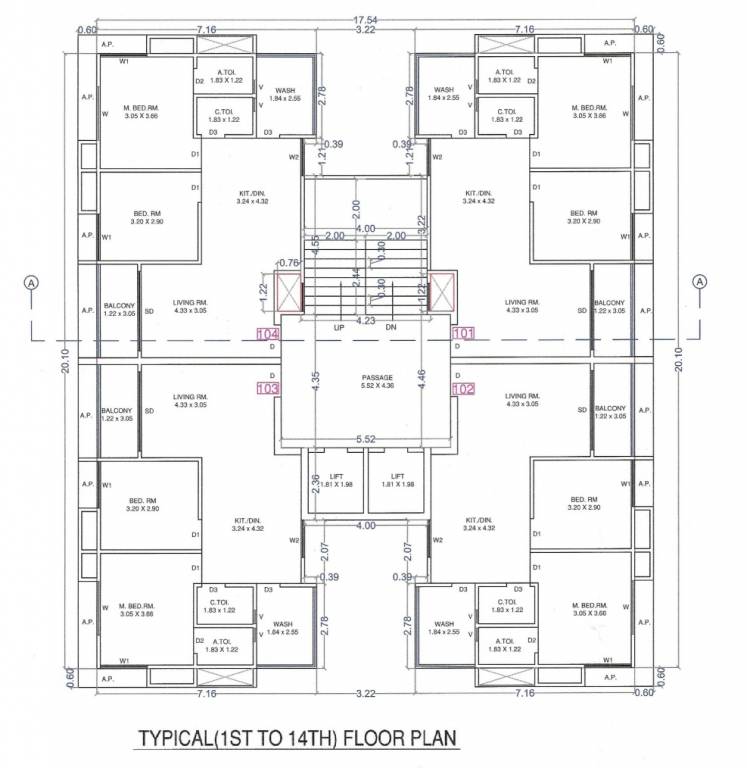  siddheshwar hills B C D Cluster Plan from 1st to 14th Floor