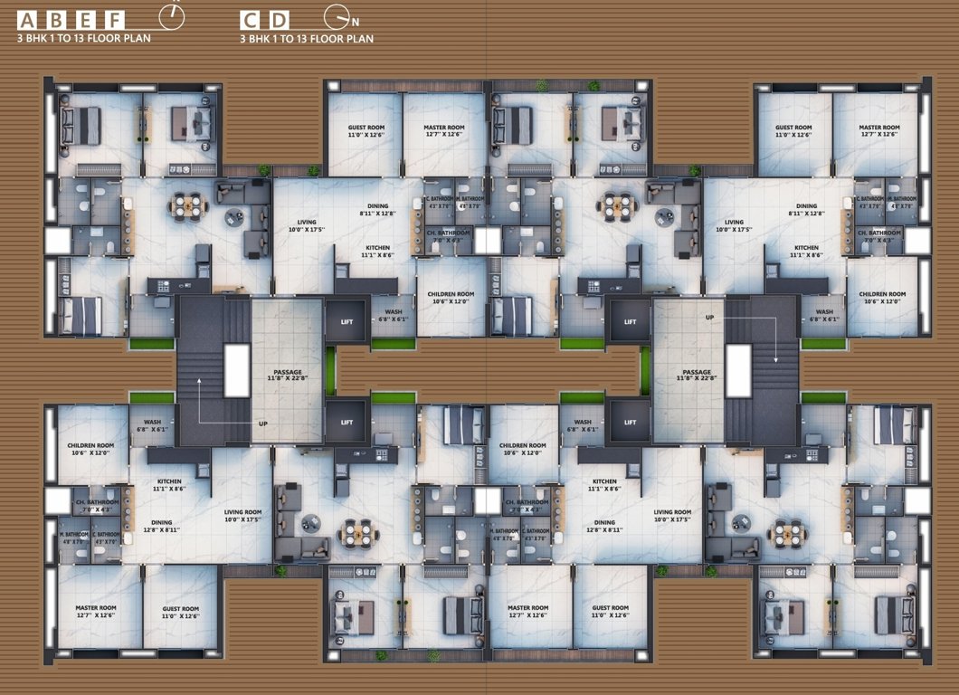 spectrum Tower A B C D E F Cluster Plan from 1st to 13th Floor
