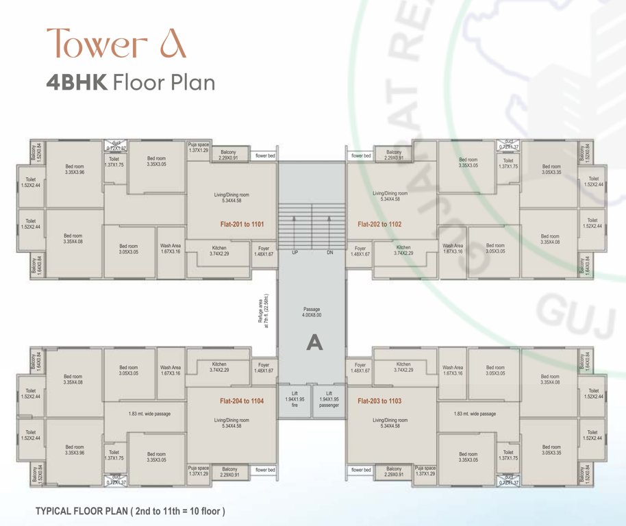  sunrise infinity Block A Cluster Plan from 2nd to 11th Floor
