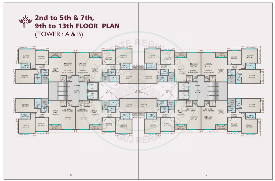  courtyard paramount Block A, B Cluster Plan from 2nd to 13th Floor