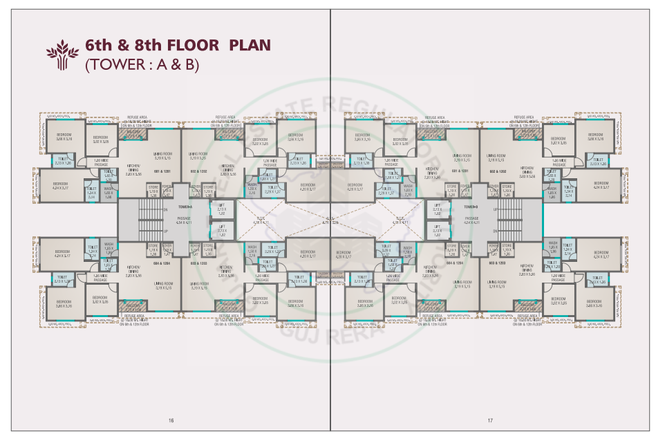  courtyard paramount Block A, B Cluster Plan from 6th to 8th Floor