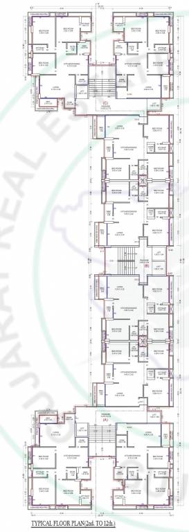 sritam Tower A B C Cluster Plan from 2nd to 12th Floor