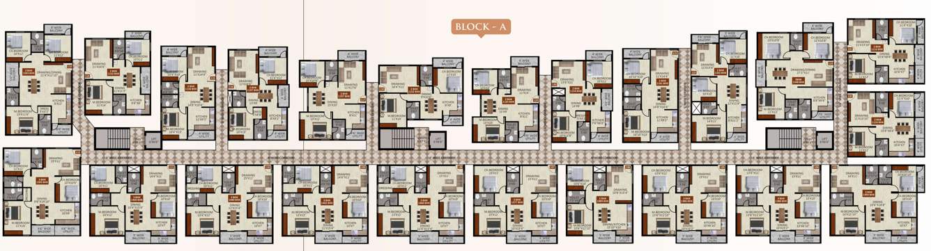  kamadhenu heights BLOCK A Cluster Plan from ground to 4th Floor