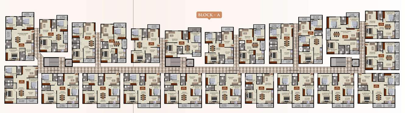  kamadhenu heights BLOCK A Cluster Plan from ground to 4th Floor