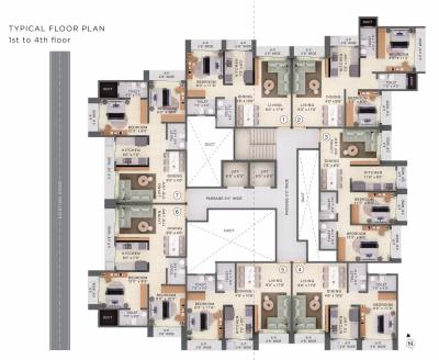  ekata-residency Ekata Residency Cluster Plan from 1st to 4th Floor